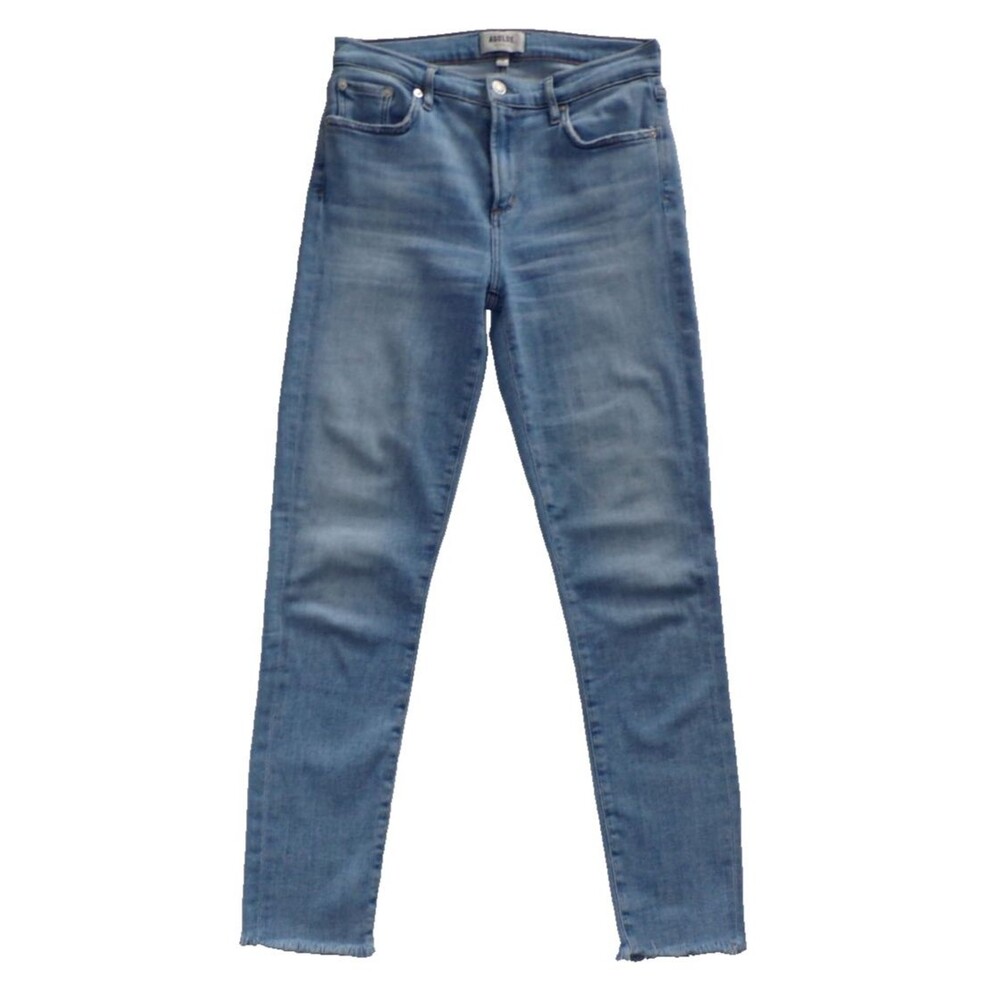 Agolde Size 29 Sophie Light Wash Stretchy Distressed Skinny Jeans with Raw Hems